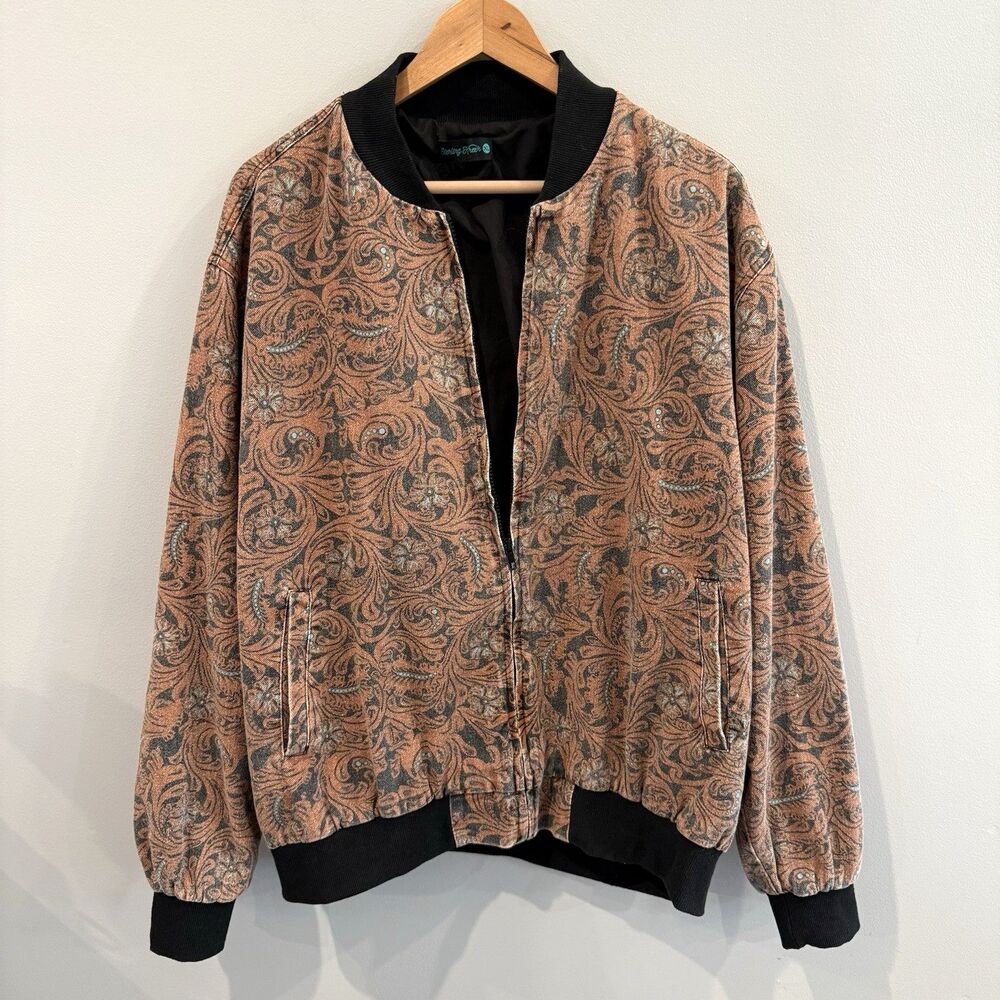 Sterling Kreek Western Bomber Jacket XL Cotton Southwestern Tooled Boutique
